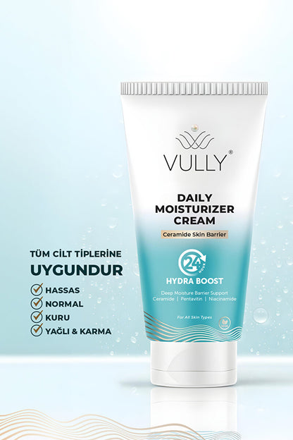 VULLY Su Bazlı Aydınlatıcı Cilt Tonu Eşitleyici Bariyer Onarıcı 24 Saat Nemlendirici Yüz Kremi 50 Ml