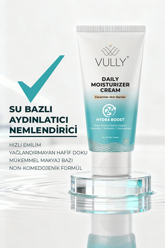 VULLY Su Bazlı Aydınlatıcı Cilt Tonu Eşitleyici Bariyer Onarıcı 24 Saat Nemlendirici Yüz Kremi 50 Ml