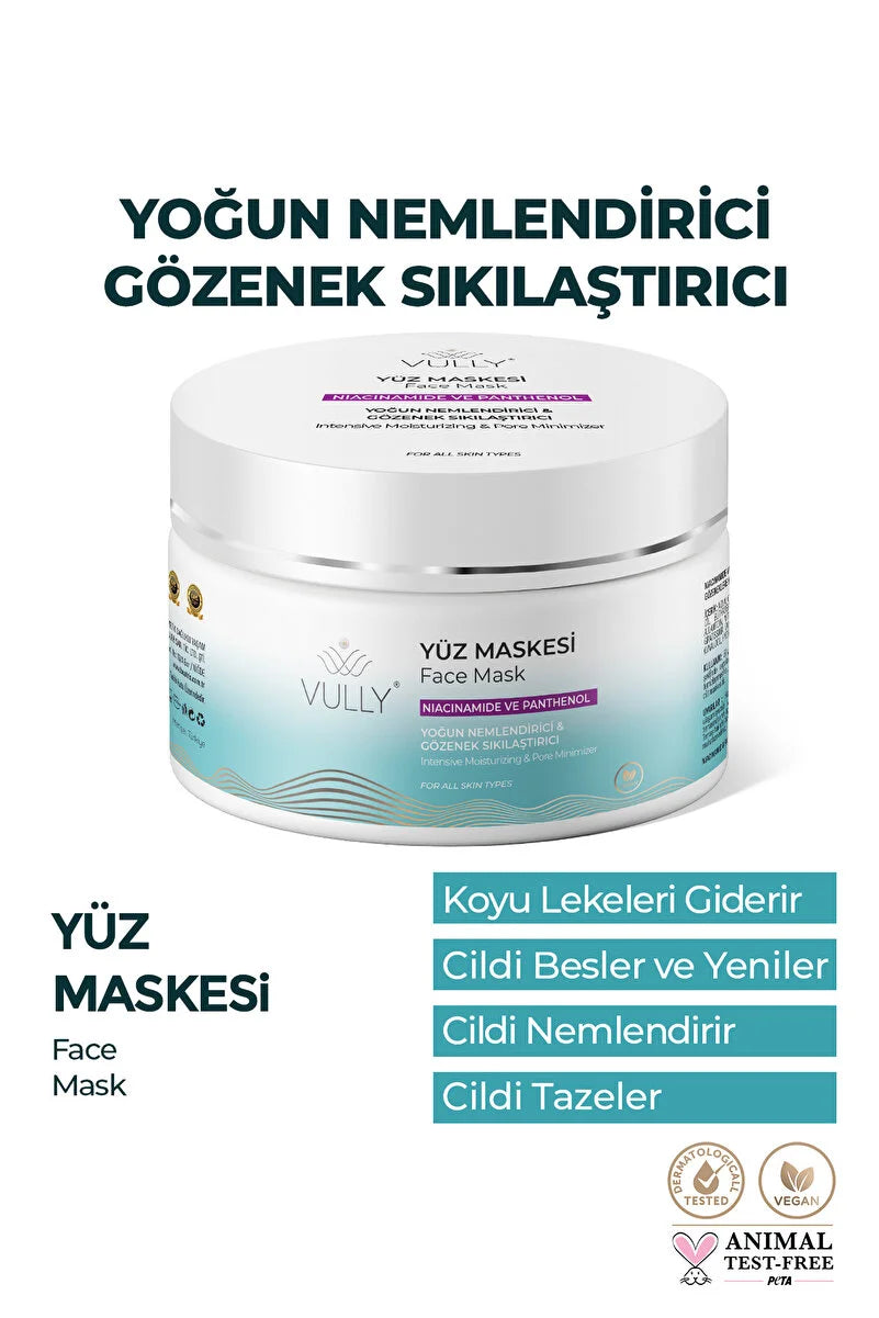 VULLY Pore Minimizing and Intense Hydration Face Mask 150ml (Niacinamide - Panthenol)