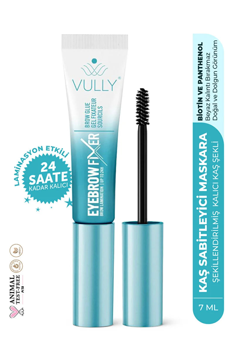 VULLY Brow Fixer 7 ml – Clear eyebrow fixing mascara, 24-hour lamination effect, Biotin and Panthenol