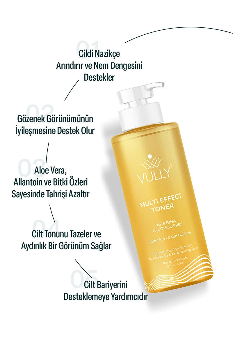 VULLY Alcohol-Free Multi-Effect Tonic for Pore Contraction-Image Enhancement-Blemishes-Acne-Hydration 200ml