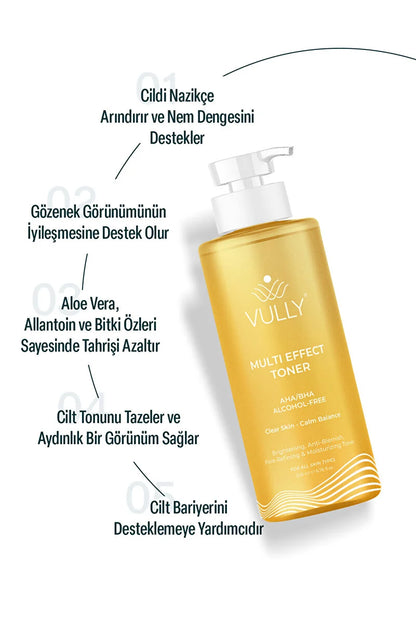 VULLY Alcohol-Free Multi-Effect Tonic for Pore Contraction-Image Enhancement-Blemishes-Acne-Hydration 200ml