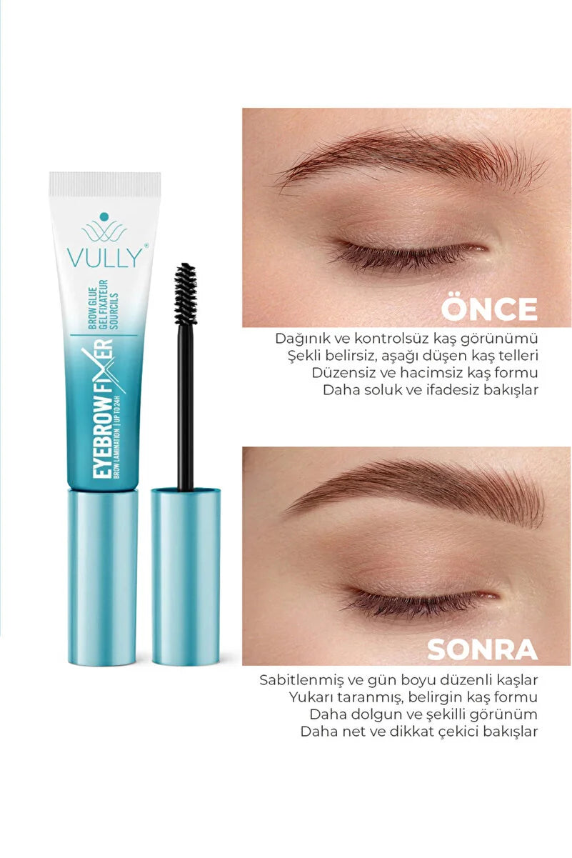 VULLY Brow Fixer 7 ml – Clear eyebrow fixing mascara, 24-hour lamination effect, Biotin and Panthenol