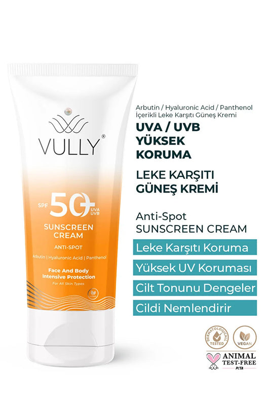 VULLY Anti-spot - Brightening and Moisturizing High Protection SPF+50 Face and Body Sun Cream 50ml