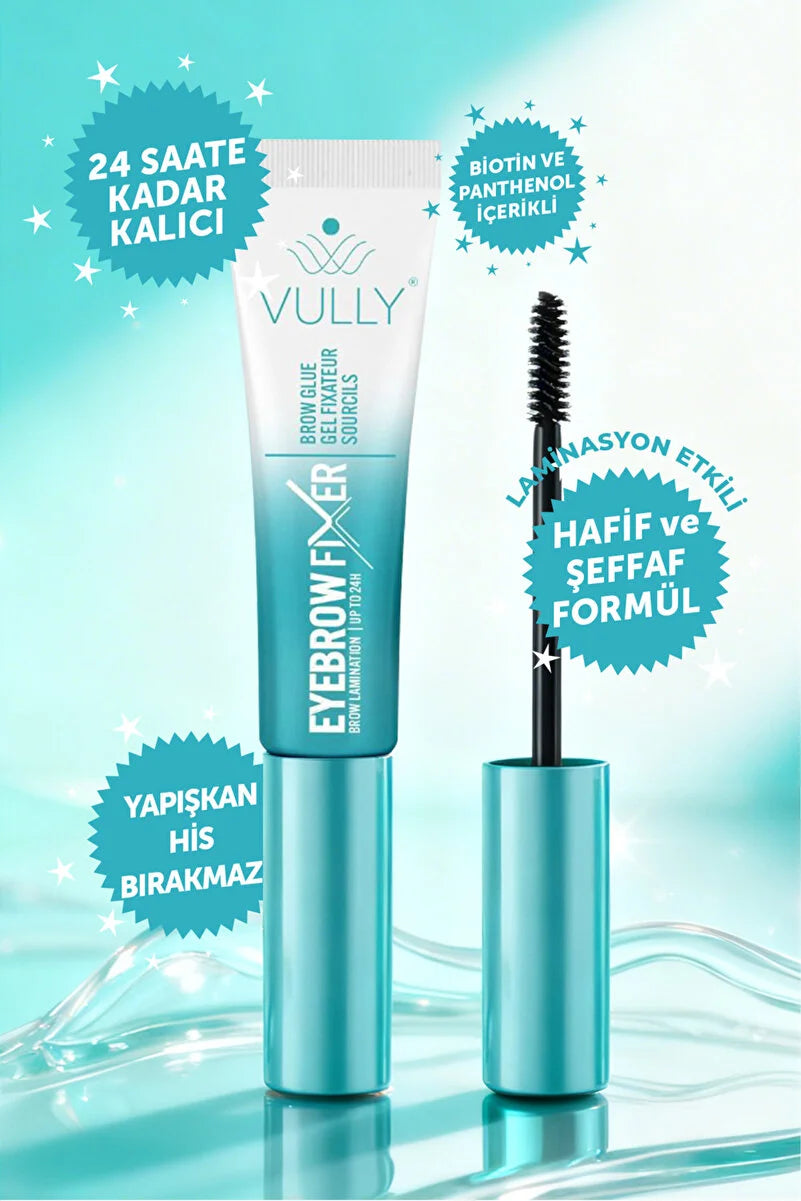 VULLY Brow Fixer 7 ml – Clear eyebrow fixing mascara, 24-hour lamination effect, Biotin and Panthenol