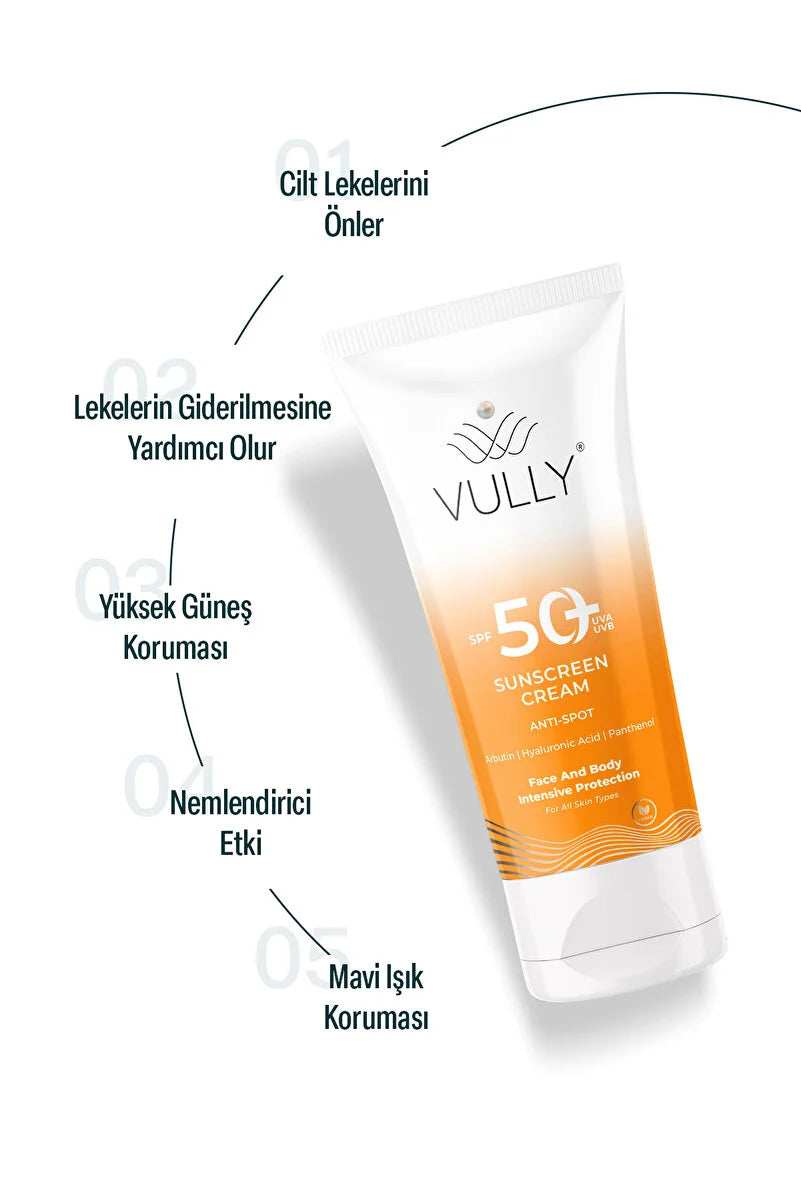 VULLY Anti-spot - Brightening and Moisturizing High Protection SPF+50 Face and Body Sun Cream 50ml
