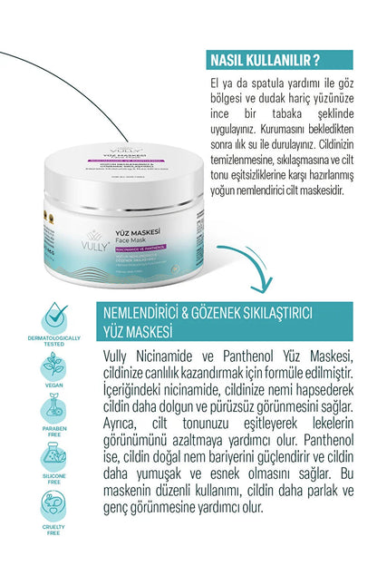 VULLY Pore Minimizing and Intense Hydration Face Mask 150ml (Niacinamide - Panthenol)