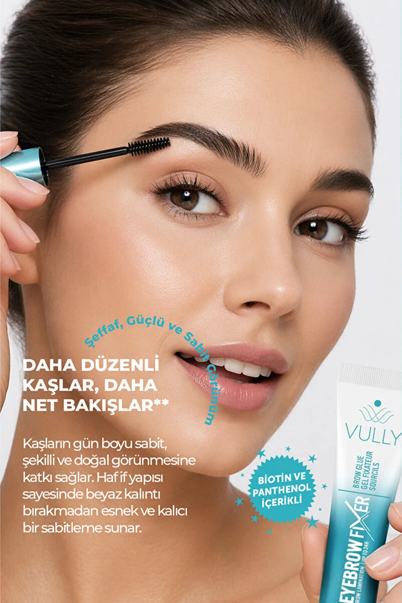 VULLY Brow Fixer 7 ml – Clear eyebrow fixing mascara, 24-hour lamination effect, Biotin and Panthenol