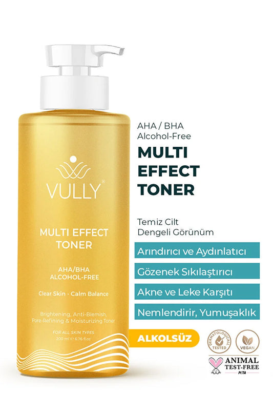 VULLY Alcohol-Free Multi-Effect Tonic for Pore Contraction-Image Enhancement-Blemishes-Acne-Hydration 200ml