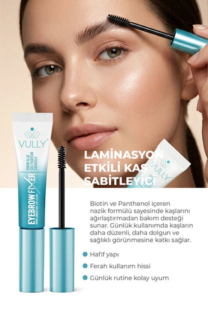 VULLY Brow Fixer 7 ml – Clear eyebrow fixing mascara, 24-hour lamination effect, Biotin and Panthenol
