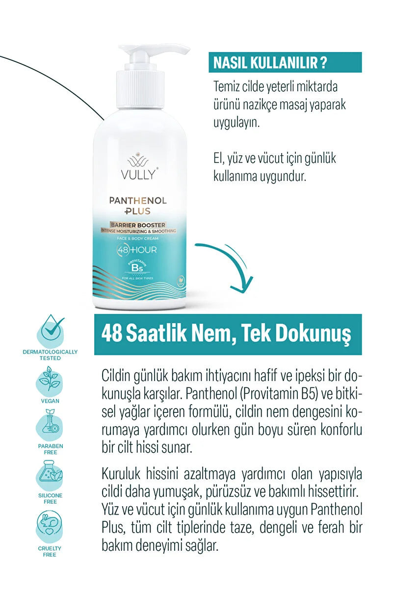 VULLY Panthenol Plus 48-hour Intensive Hydrating and Restorative Face and Body Cream 250 ml