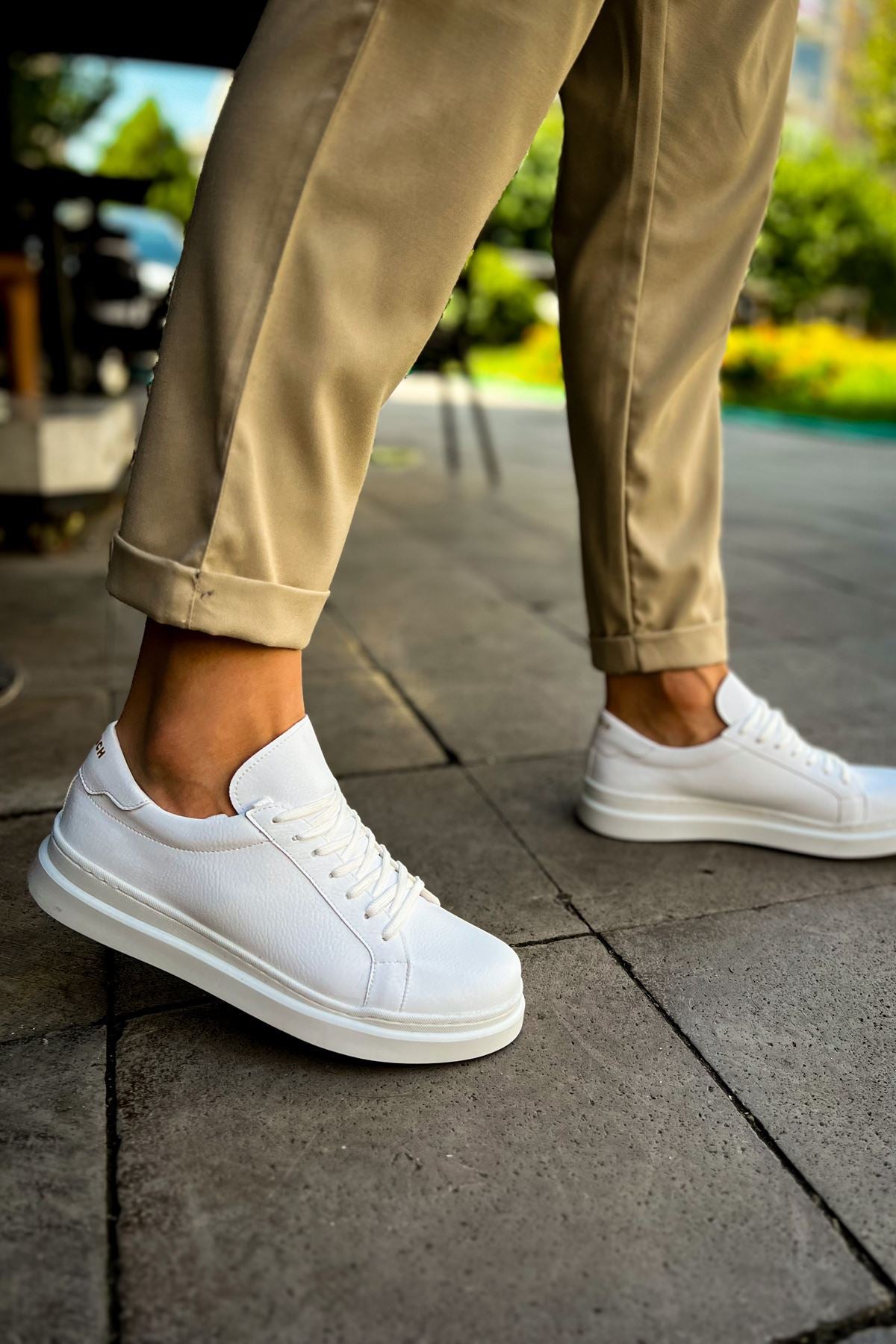 MN979 - Santoni CRT სპორტული მამაკაცის ფეხსაცმელი თეთრი