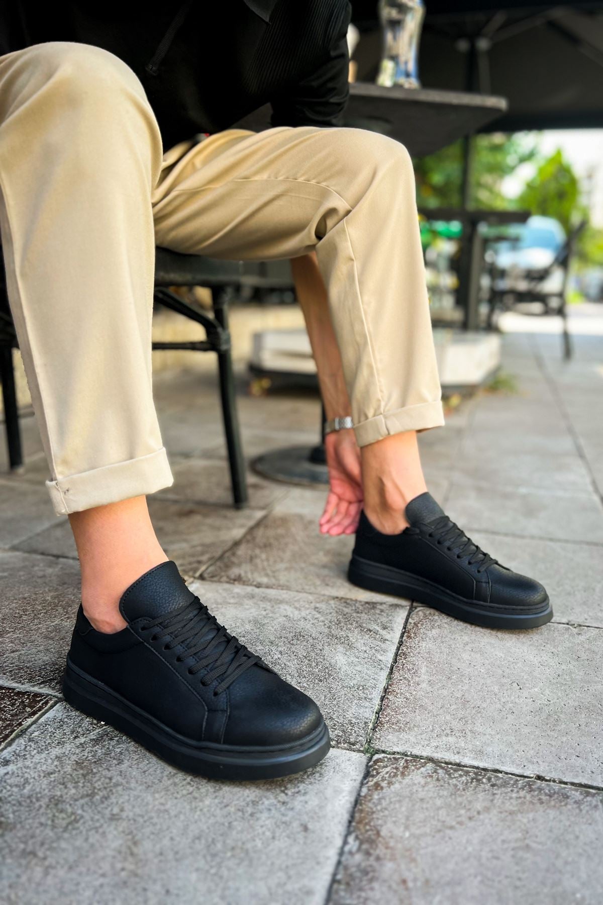 MN979 - Santoni CRT სპორტული მამაკაცის ფეხსაცმელი შავი
