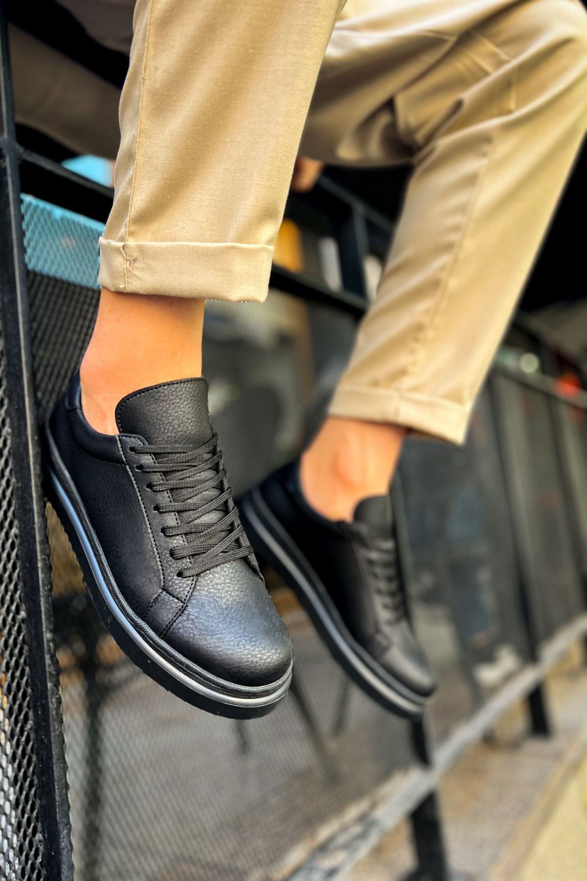 MN979 - Santoni CRT მამაკაცის სპორტული ფეხსაცმელი შავი