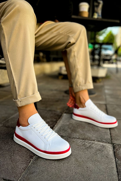 MN979 - Santoni GBT სპორტული მამაკაცის ფეხსაცმელი თეთრი/წითელი
