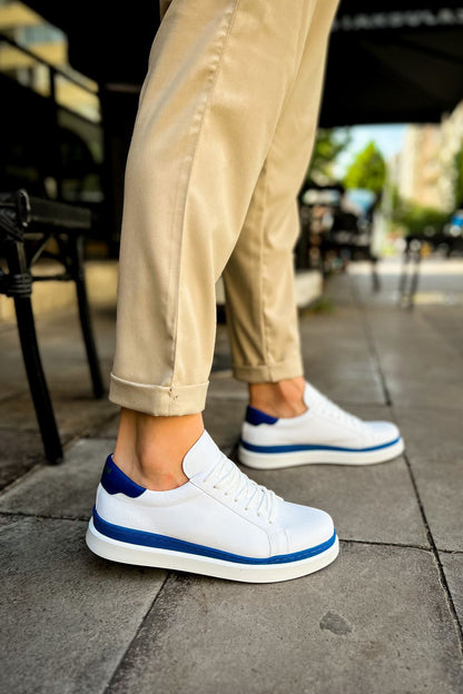 MN979 - Santoni GBT სპორტული მამაკაცის ფეხსაცმელი თეთრი/ლურჯი