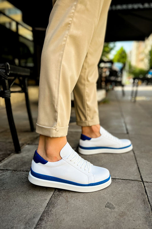 MN979 - Santoni GBT სპორტული მამაკაცის ფეხსაცმელი თეთრი/ლურჯი